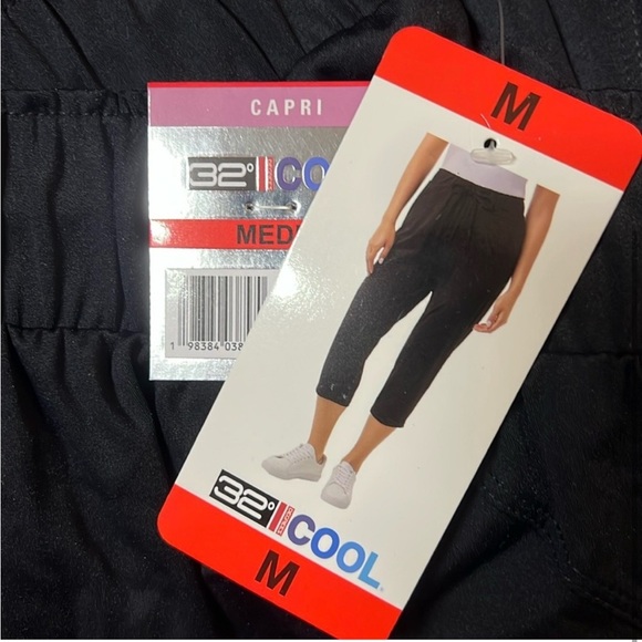 NEW 32 Degrees Cool Women's Pull On Active Capri drawstring pockets Black - Picture 5 of 7